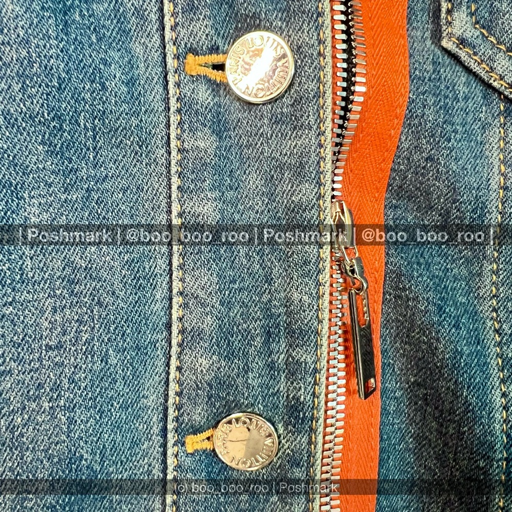 Louis Vuitton Blue Jean Denim Jacket, Silver Hardware, Monogram Patch, Authentic - Picture 7 of 15
